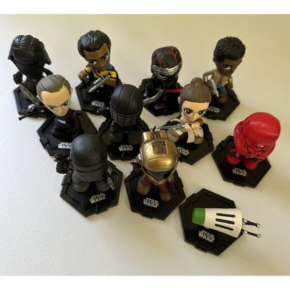 Star Wars Bobble Head Funko Mystery Mini Lot of 11 Rey Lando Finn Sith Trooper - Picture 1 of 12
